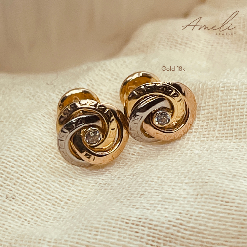 FLAT THREE GOLD EARRIGNS (Big)